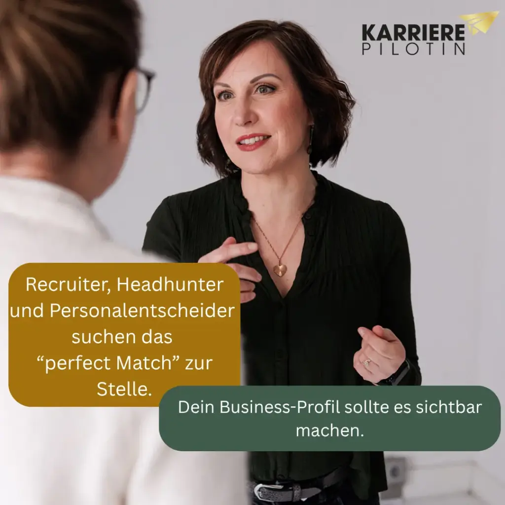 Stephanie Müller im Beratungsgespräch – Karrierepilotin erklärt: Recruiter und Headhunter suchen das Perfect Match zur Stelle