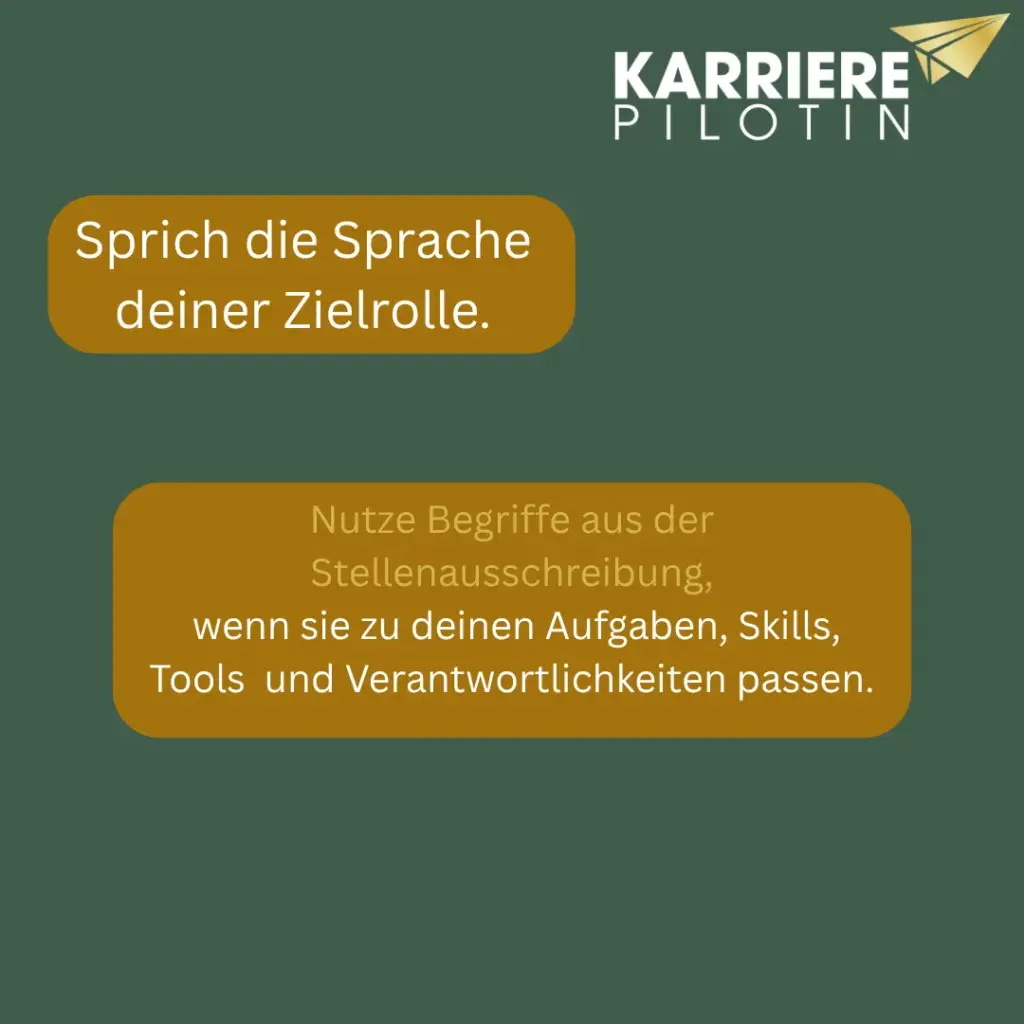 Karrierepilotin-Grafik: LinkedIn-Profil optimieren mit Keywords aus der Stellenausschreibung für bessere Sichtbarkeit bei Recruitern